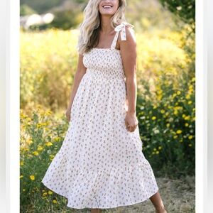 Raelynn Smocked Midi Dress by Morning Lavender